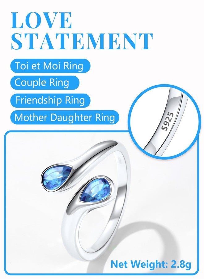 Silvora Sterling Silver Birthstone Rings,S925 Sterling Silver Open Rings December Birthstone Jewelry Gifts for Women Adjustable - Image 5